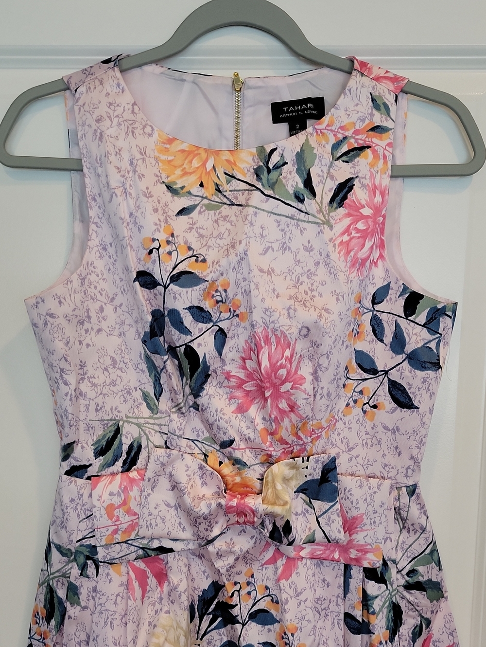 Tahari ASL Women's Sleeveless Bow Waist Dress Size 2 - Picture 2 of 9